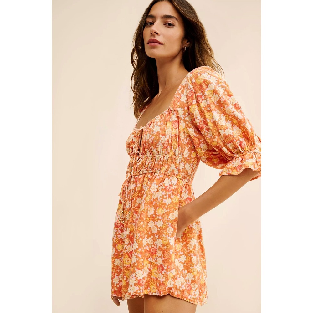 NEW Free People Size Small Show Me Love Romper Smocked Boho Festival Hippie $148 - Picture 3 of 9
